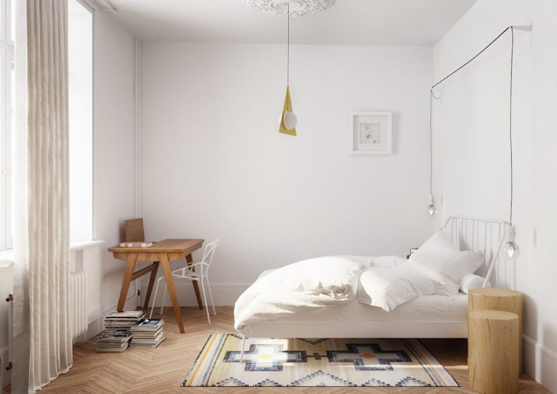thiết kế nội thất nhà chung cư 70m2 phòng ngủ đa phong cách