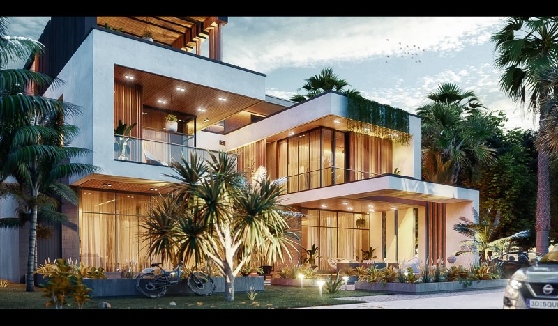 Mẫu thiết kế biệt thự kính sang trọng cao cấp