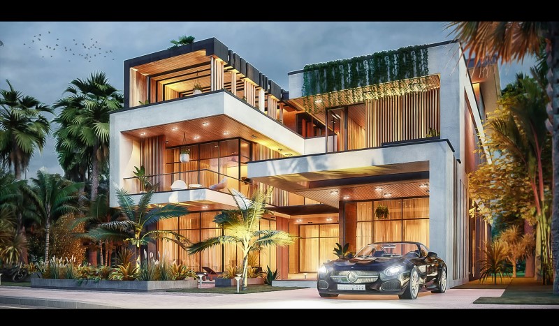Mẫu thiết kế biệt thự kính sang trọng cao cấp