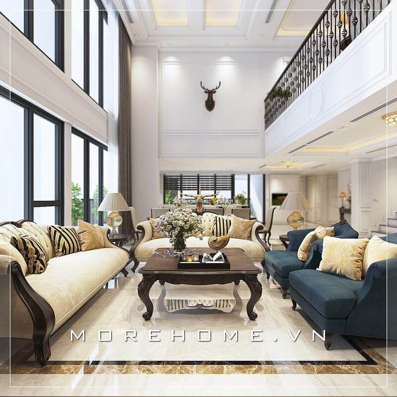 Thiết kế phòng khách thông tầng