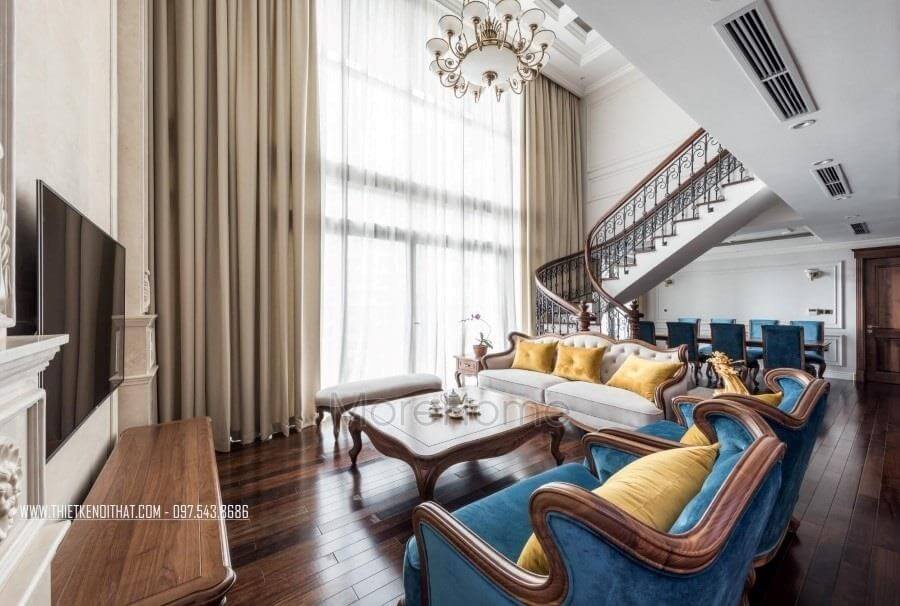 Thiết kế nội thất biệt thự gỗ óc chó