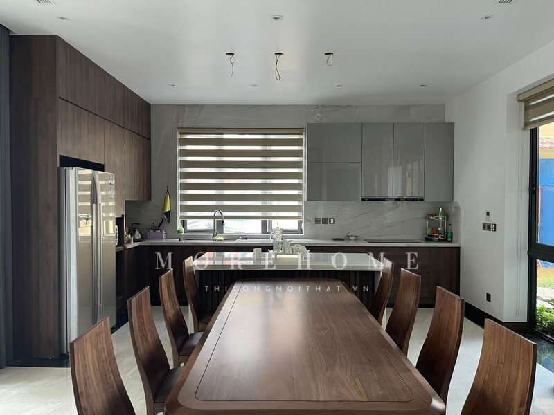 Thiết kế nội thất biệt thự gỗ óc chó