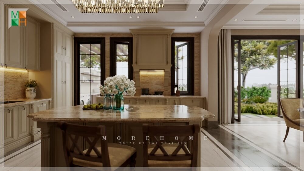 Thiết kế nội thất biệt thự gỗ óc chó
