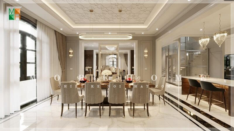 Bàn ăn tân cổ điển đẹp cho biệt thự