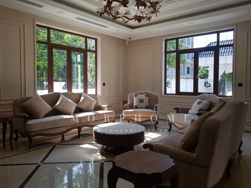 Thiết kế phòng khách biệt thự tân cổ điển
