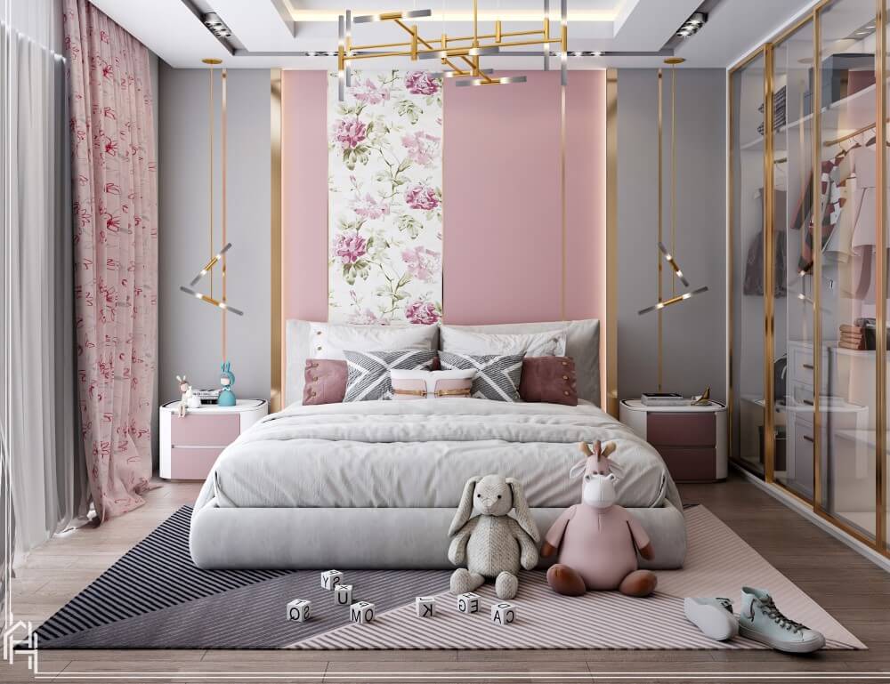 Thiết kế phòng ngủ màu hồng