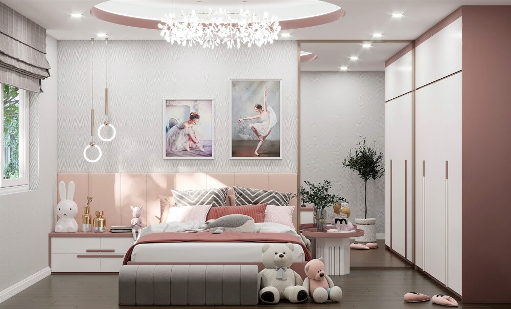Thiết kế phòng ngủ màu hồng
