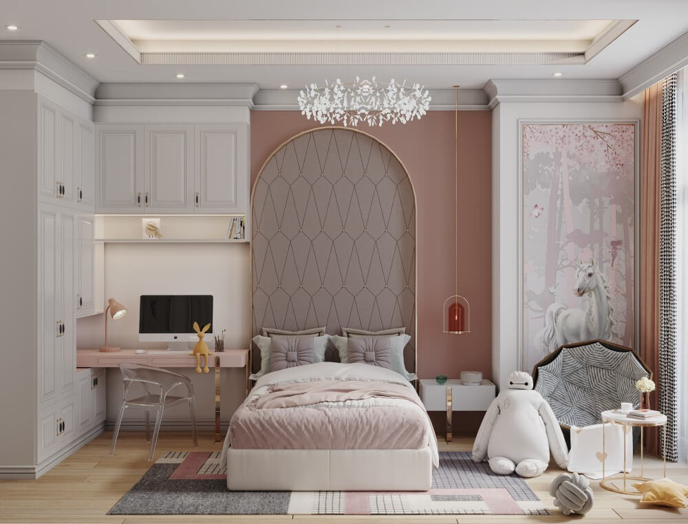 Thiết kế phòng ngủ màu hồng