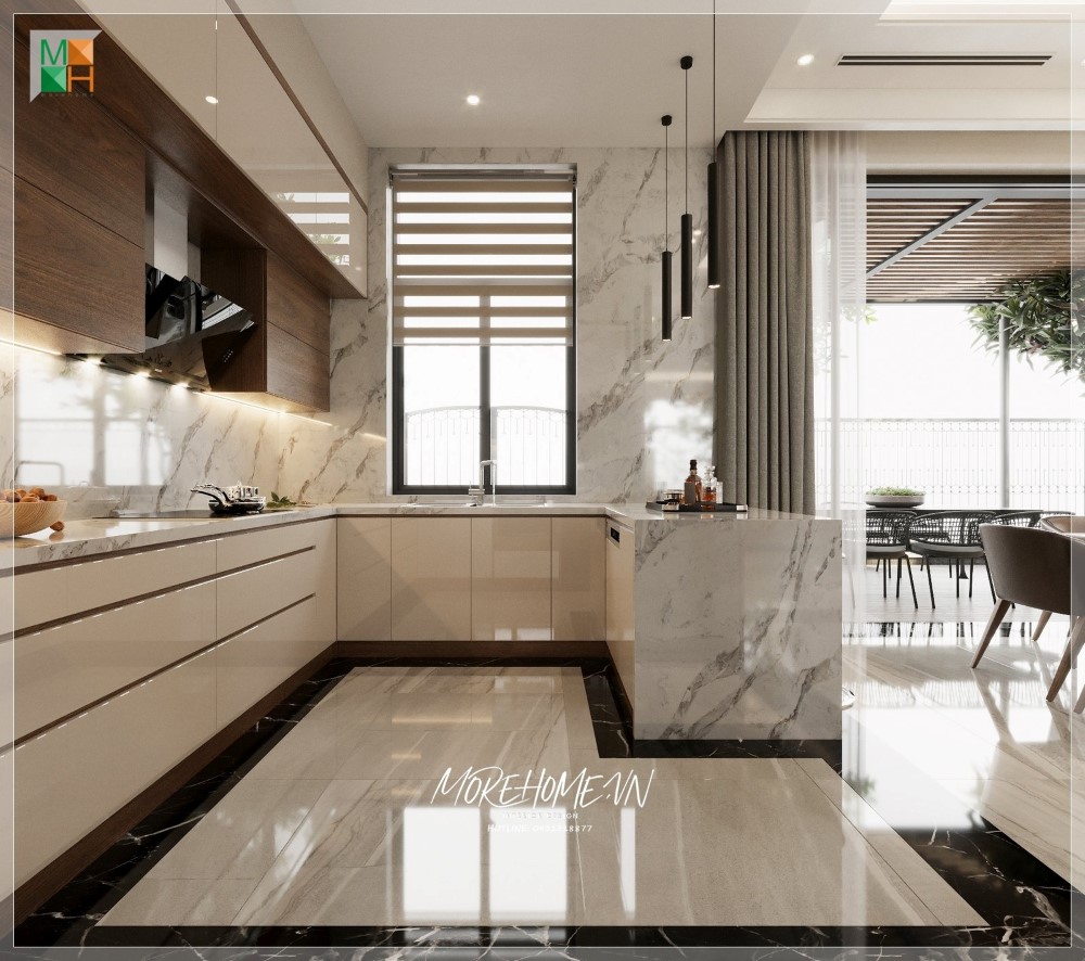 Tủ bếp gỗ công nghiệp