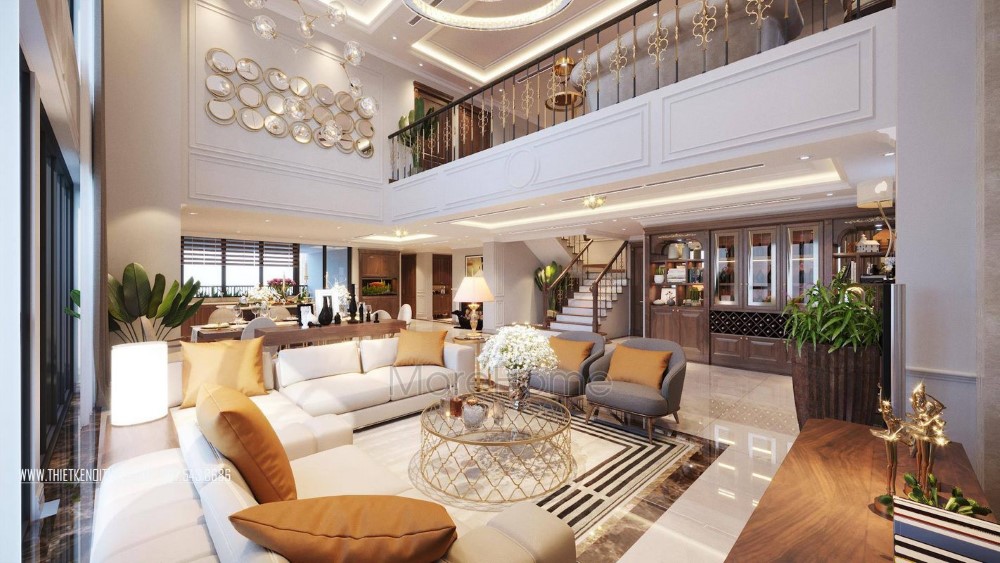 Thiết kế phòng khách thông tầng