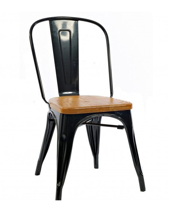  Ghế tolix không tay mặt gỗ TL-03