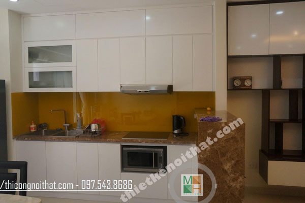  Tủ bếp acrylic hiện đại kiểu dáng chữ I MH - 0009