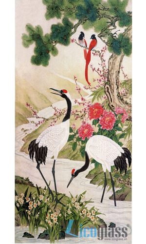  Tranh kính hạc - mẫu đơn