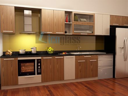  Kính màu ốp bếp - vàng chanh