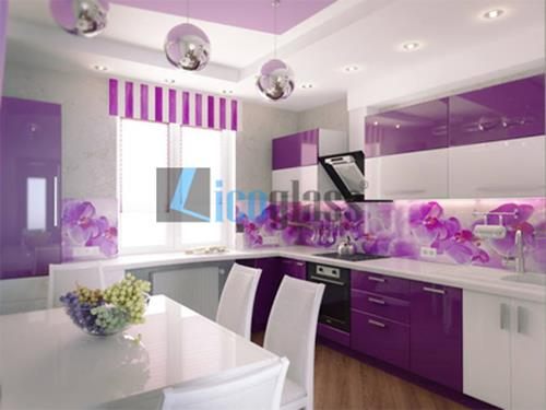  Kính màu ốp bếp - màu tím
