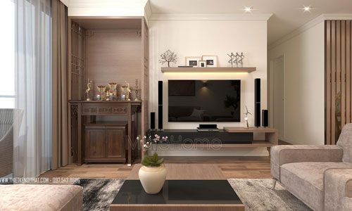  Sản xuất tủ thờ gỗ đẹp cho chung cư Ngoại Giao Đoàn