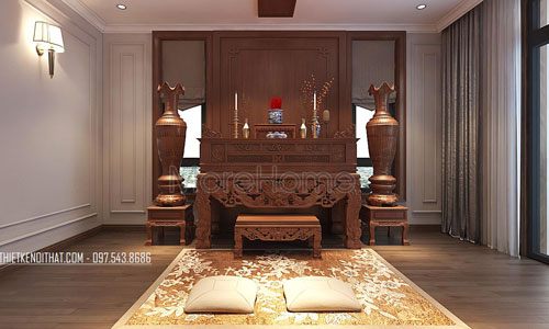  Bàn thờ gỗ truyền thống đẹp cho biệt thự Vinhomes Green Bay