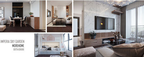 Thiết kế nội thất chung cư Imperia Sky Garden 2 phòng ngủ phong cách hiện đại