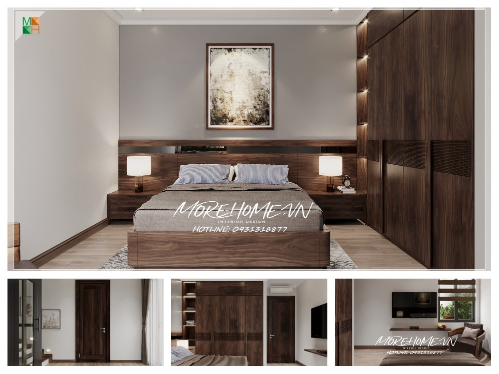 Thiết kế phòng ngủ gỗ óc chó tại Tp. Vinh