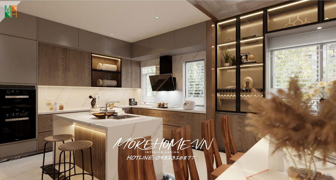 Thiết kế nội thất tại Cao Bằng ấn tượng với biệt thự gỗ óc chó sang trọng