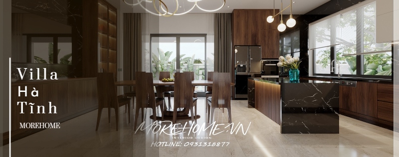  Thiết kế nội thất biệt thự Hà Tĩnh nổi bật gỗ óc chó sang trọng