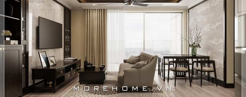 Thiết kế nội thất chung cư Sun Grand city phong cách gỗ Việt sang trọng tại Hà Nội