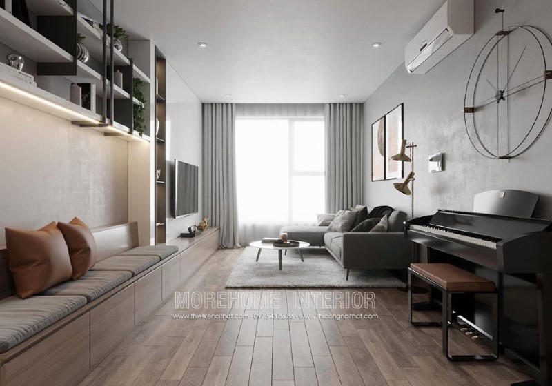 Thiết kế nội thất chung cư 2 phòng ngủ The Sun Mễ Trì