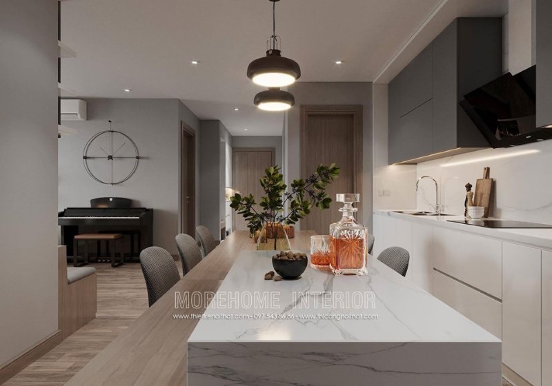 Thiết kế nội thất chung cư 2 phòng ngủ The Sun Mễ Trì