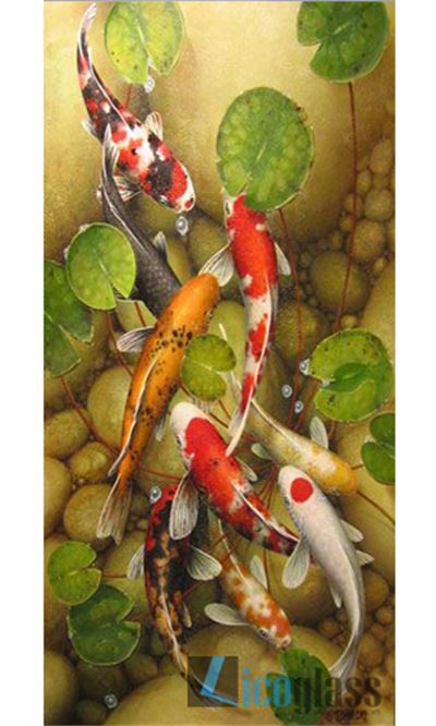 Tranh kính cửu ngư quần tụ