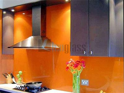 Kính màu ốp bếp màu cam