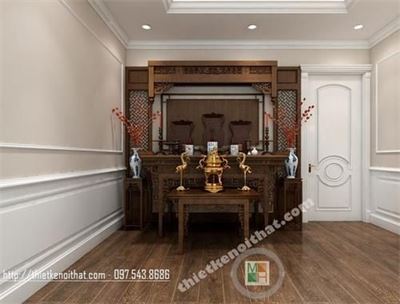 Bàn thờ gỗ gia tiên 2 tầng đẹp - Mẫu 010