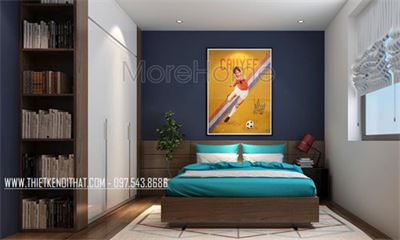 Giường ngủ gỗ công nghiệp hiện đại cho chung cư Ngoại Giao Đoàn