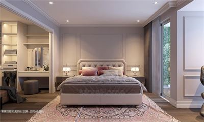 Giường ngủ tân cổ điển đẹp tại căn hộ chung cư cao cấp Keangnam