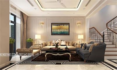 Sofa tân cổ điển đẹp tại biệt thự Vinhomes The Harmony