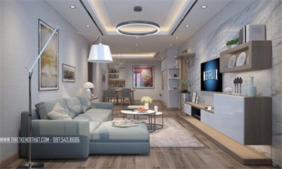 Sofa góc bọc vải đẹp tại chung cư Ngoại Giao Đoàn