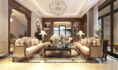 Sofa tân cổ điển bọc da cao cấp cho biệt thự Vinhomes Green Bay