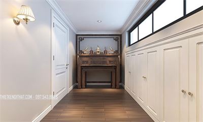 Sản xuất bàn thờ gỗ hiện đại cho biệt thự Vinhomes The Harmony