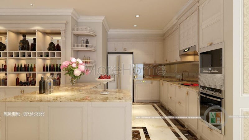 tủ bếp màu trắng