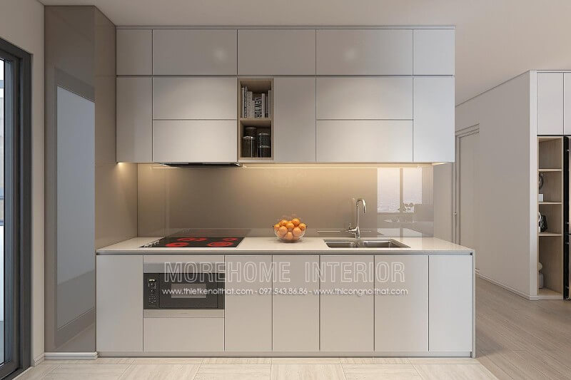 tủ bếp màu trắng