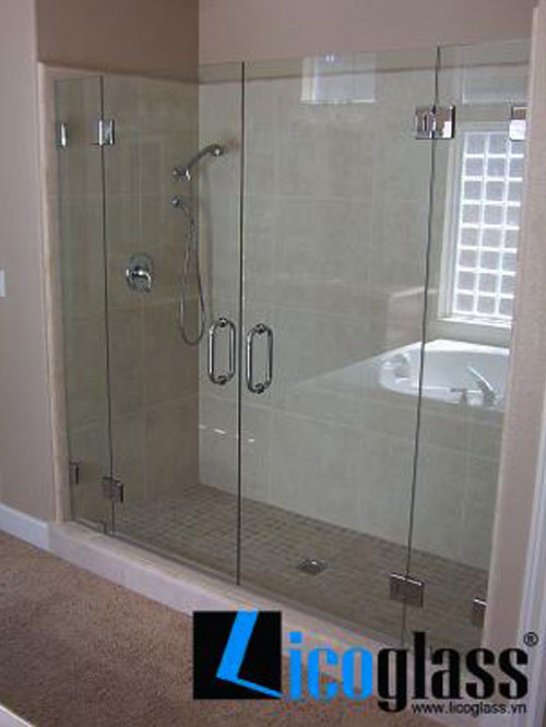 Vách tắm kính thẳng 180 độ