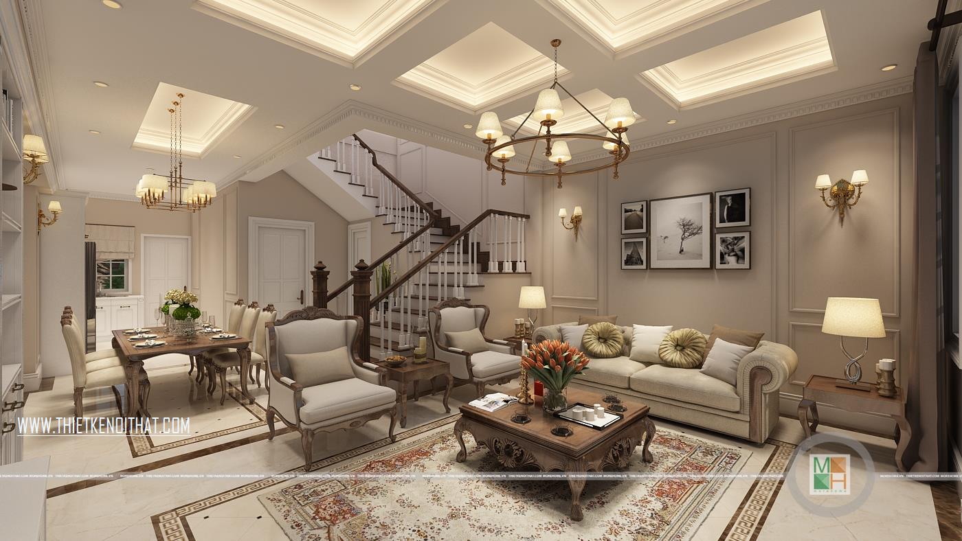 Thiết kế nội thất biệt thự tân cổ điển