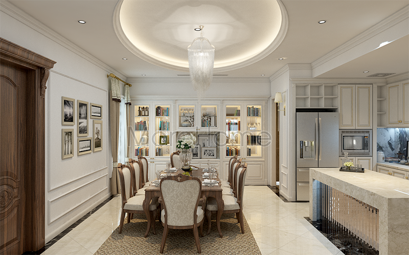 Thiết kế nội thất phòng bếp phong cách tân cổ điển độc đáo