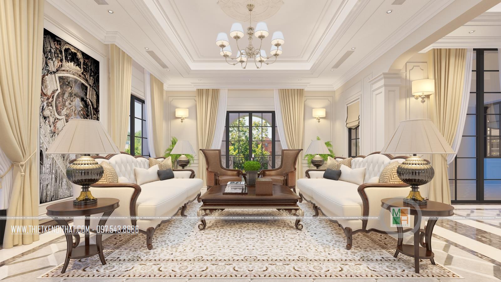 Ngắm nhìn thiết kế nội thất phòng khách phong cách tân cổ độc đáo