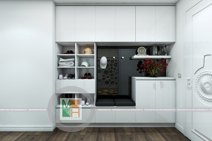 Không gian nhà gọn gàng hơn nhờ những mẫu tủ giày đẹp