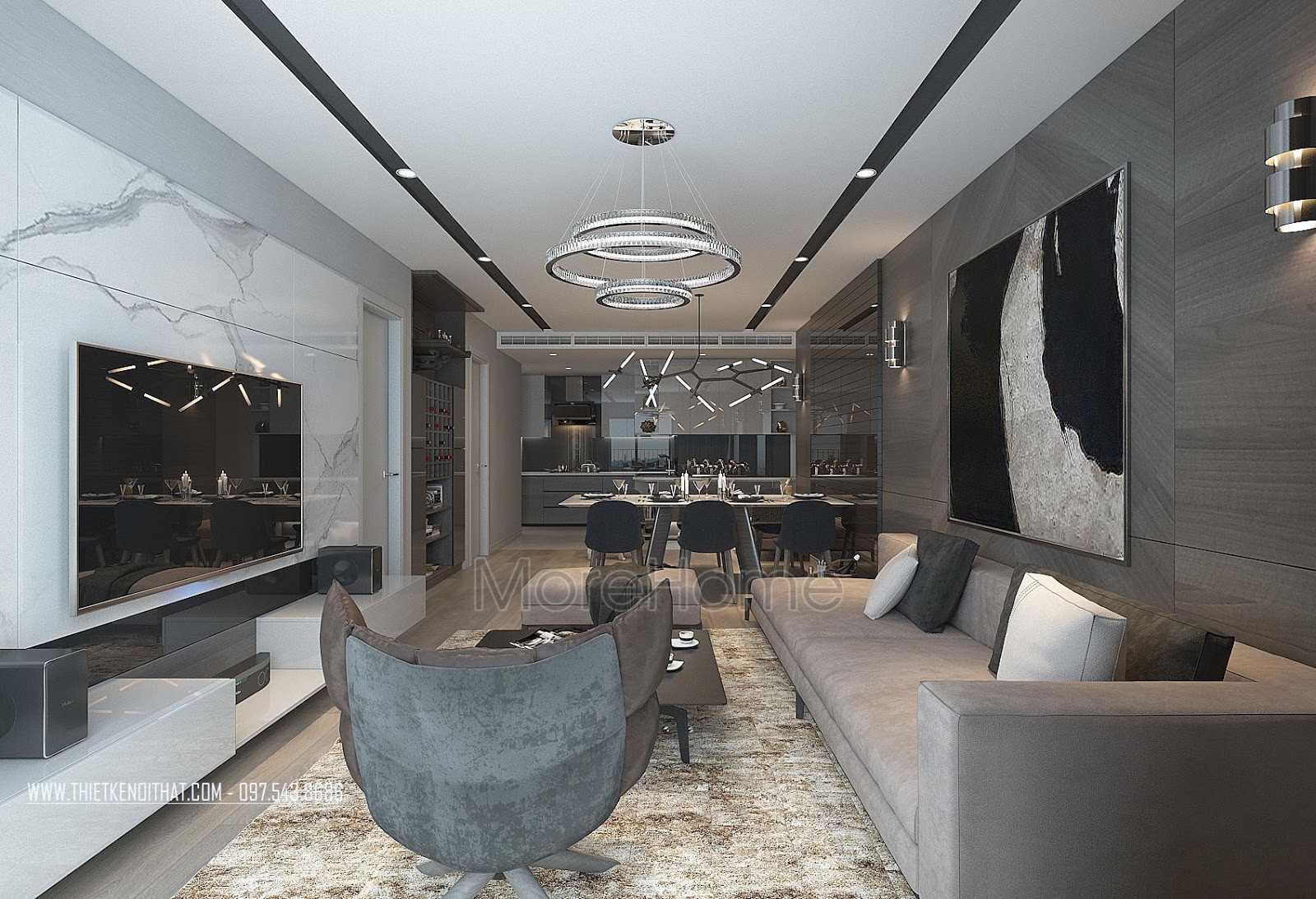 Biến hóa không gian với thiết kế nội thất chung cư 70m2 đa phong cách