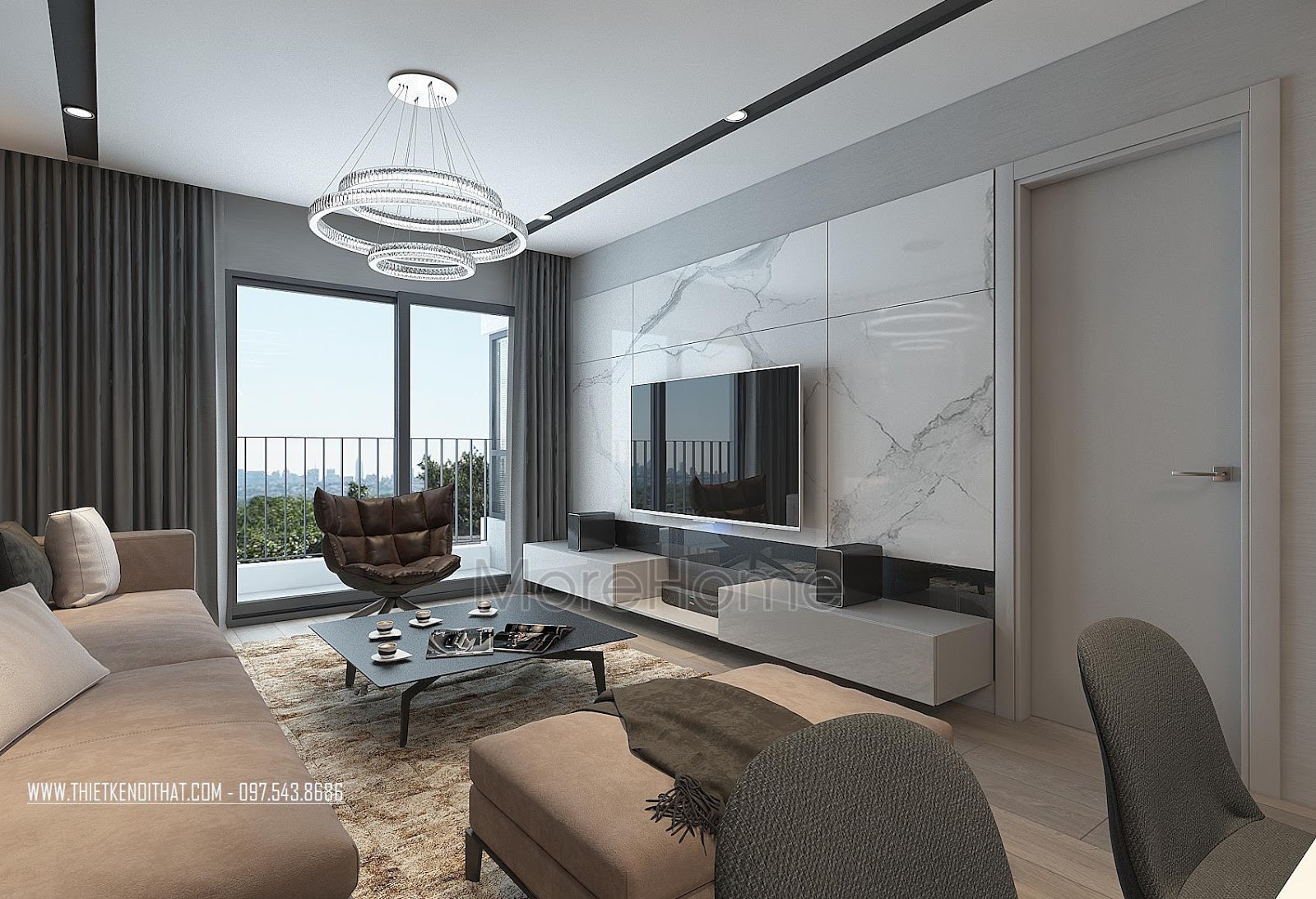 Biến hóa không gian với thiết kế nội thất chung cư 70m2 đa phong cách