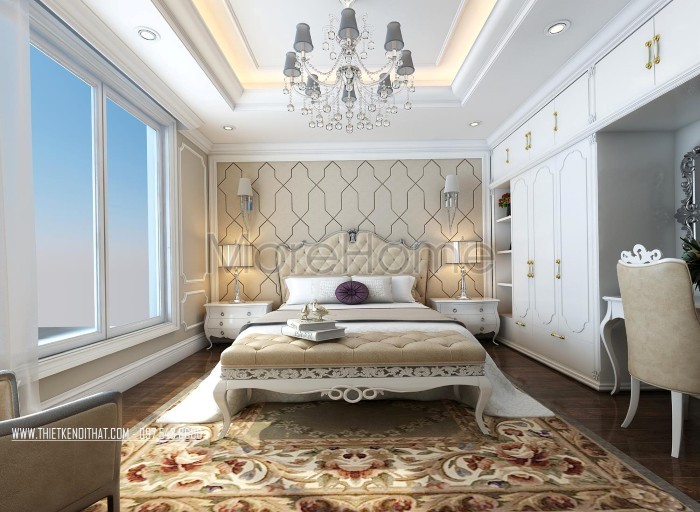 mẫu nội thất phòng ngủ màu trắng