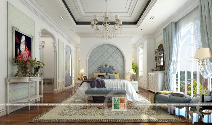 mẫu nội thất phòng ngủ màu trắng