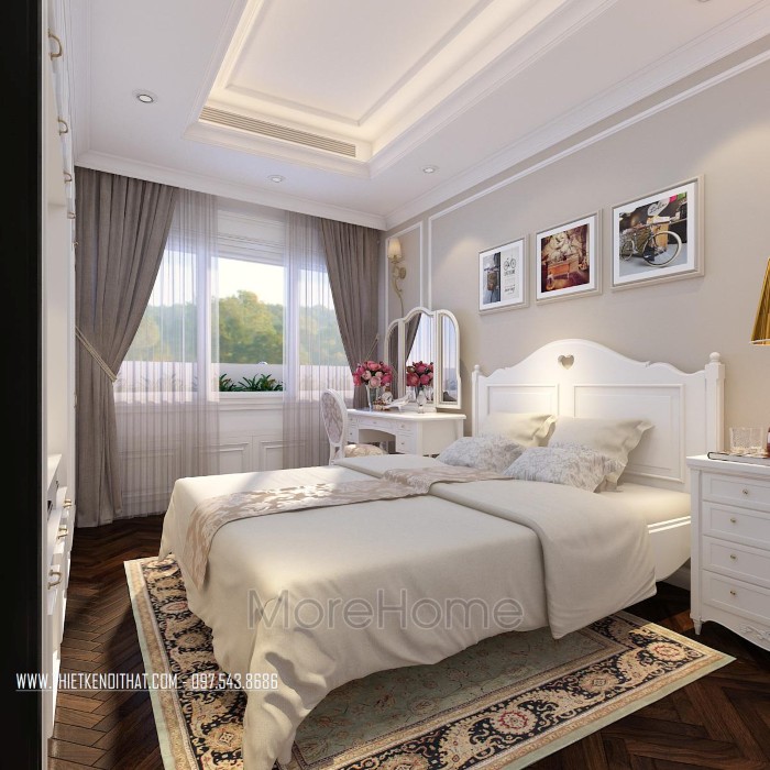 mẫu nội thất phòng ngủ màu trắng