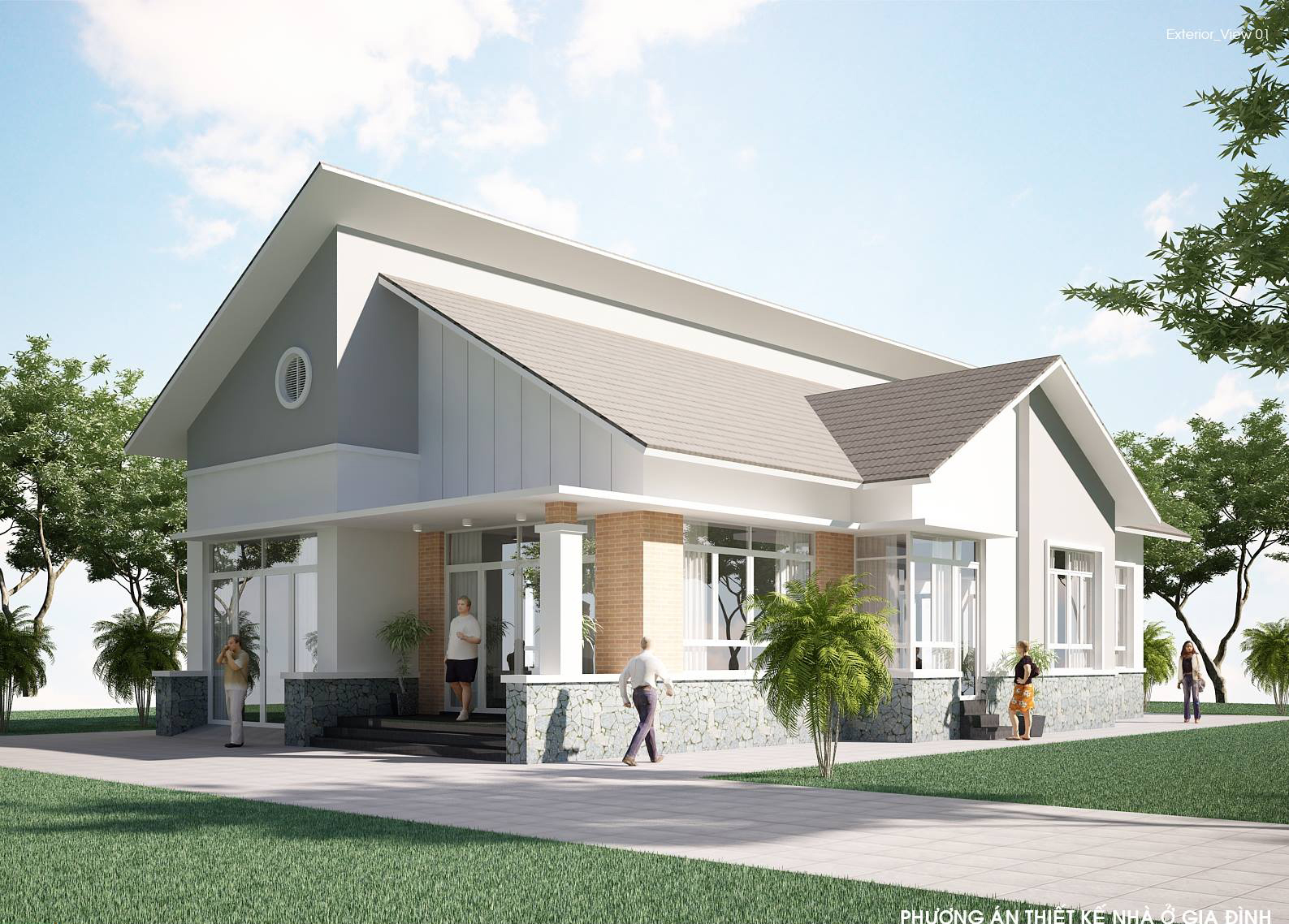 Thiết kế nhà cấp 4 mái thái có gác lửng